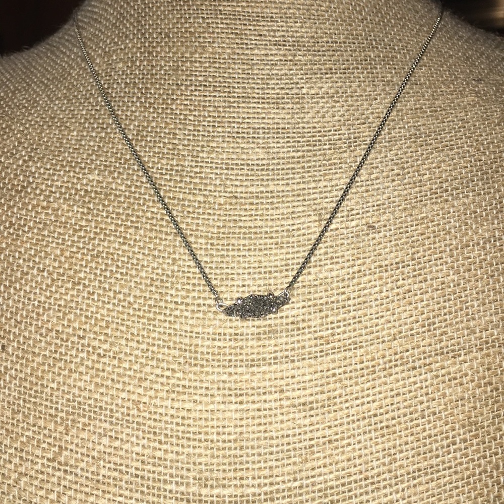 Silver Drusy  necklace with diamond shaped pendant
